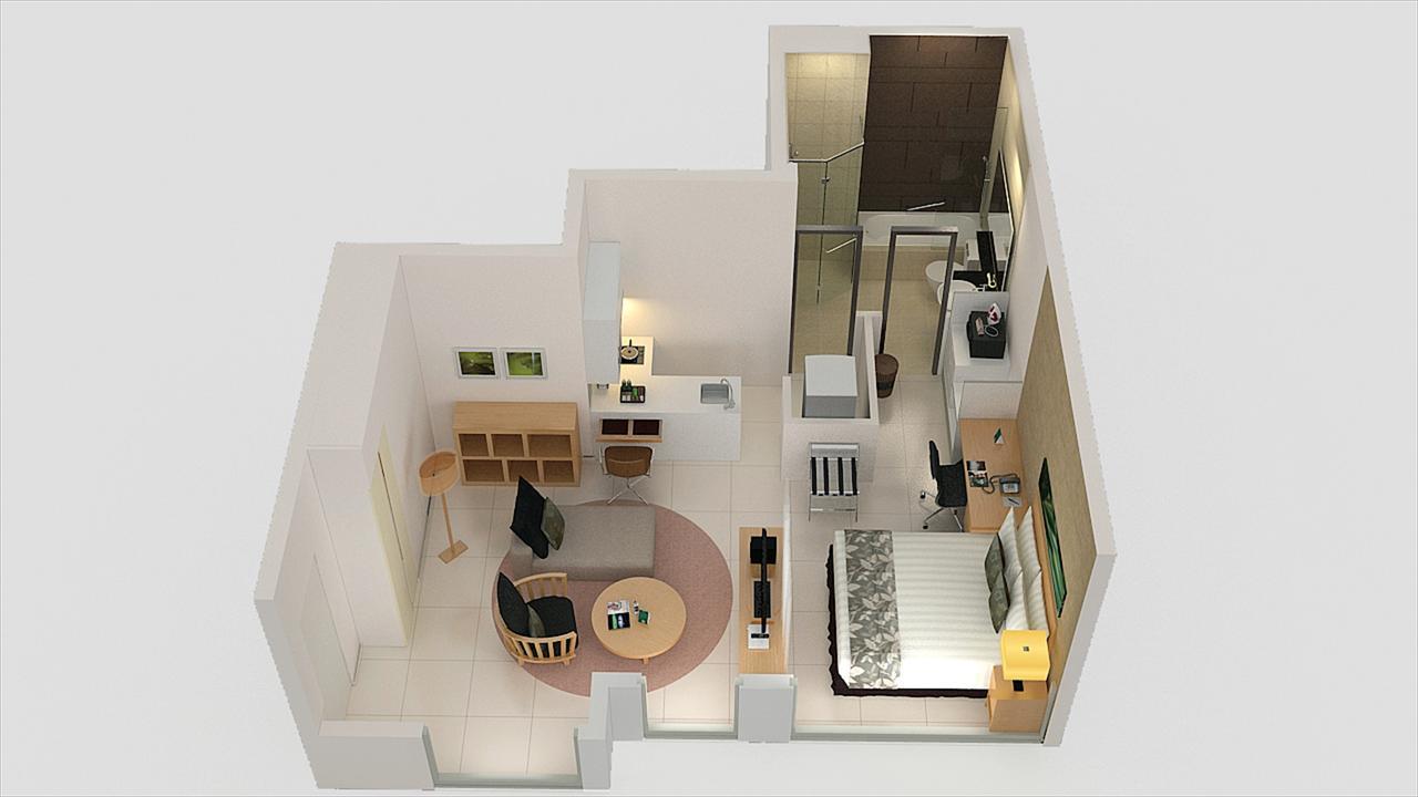 Parkroyal Serviced Suites Kuala Lumpur Exterior foto A 3D floor plan of a typical studio apartment
